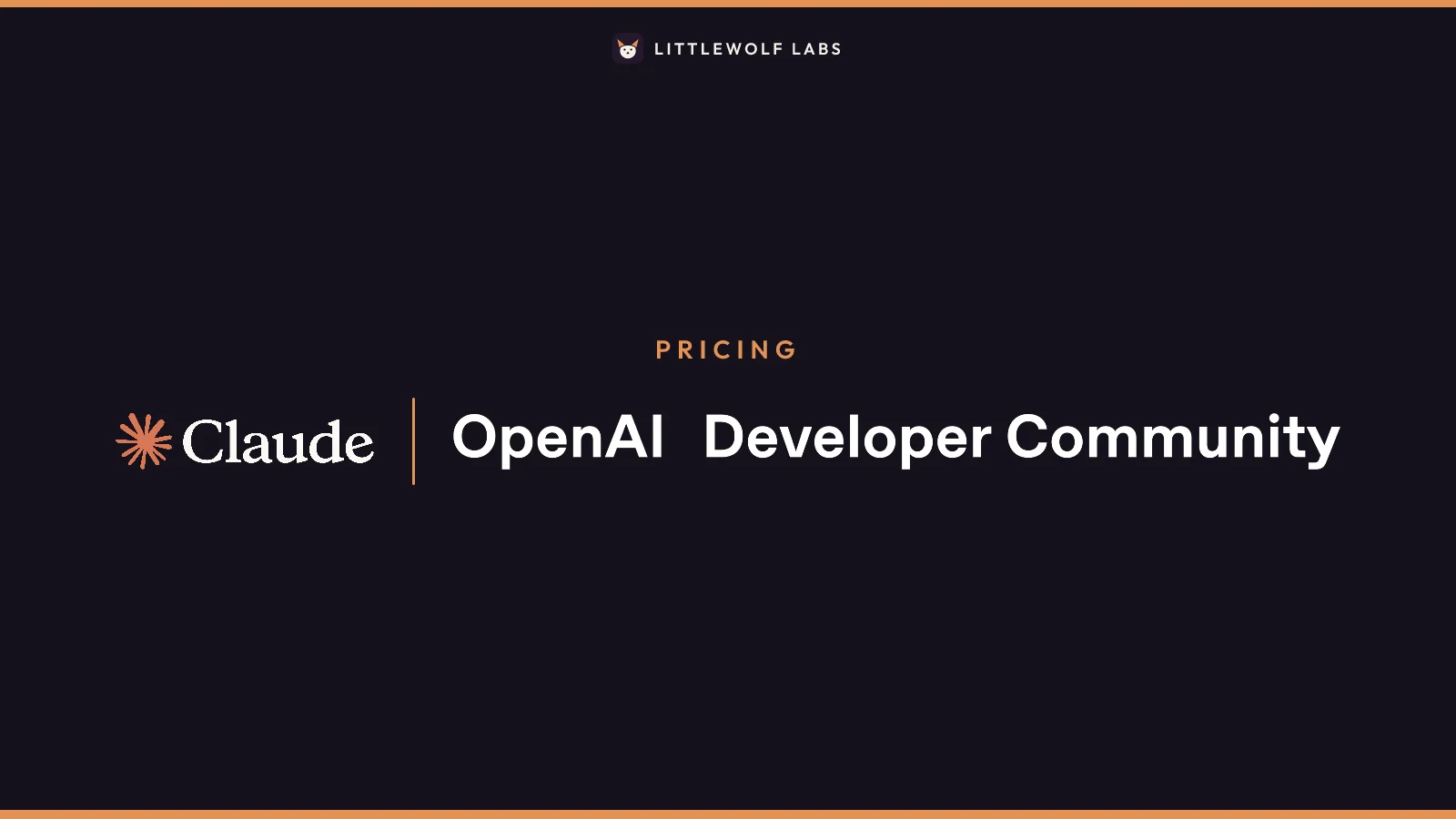 The Claude and OpenAI wordmarks on a navy field, with the label Pricing.