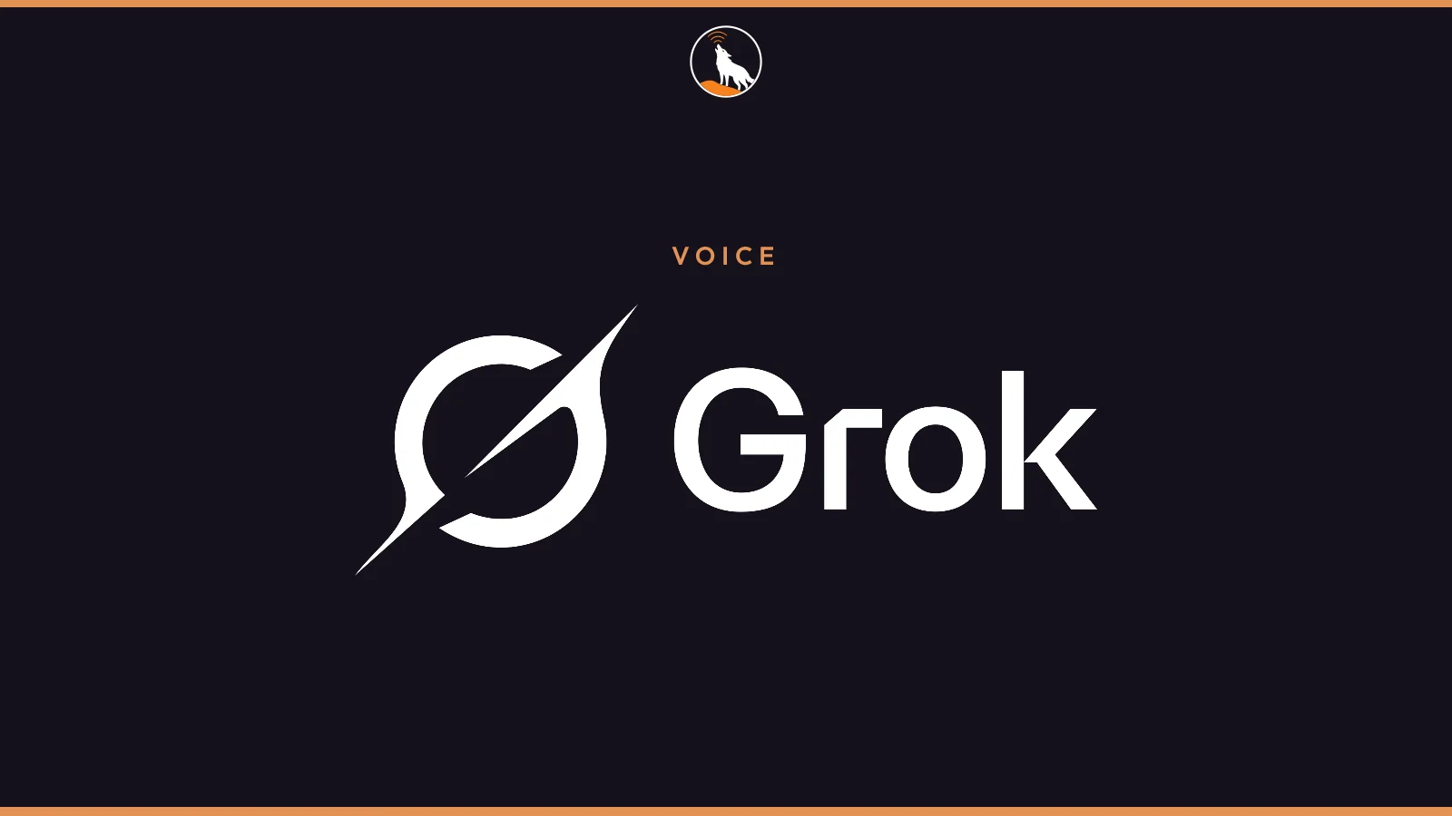 The Grok wordmark on a navy field, with the label Voice.