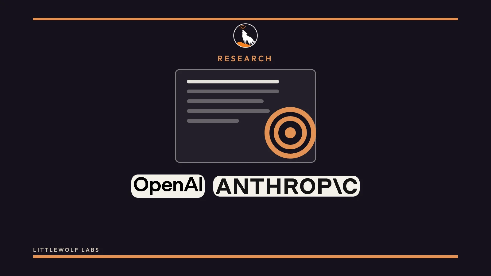 A navy policy scene with the OpenAI and Anthropic wordmarks and the label Research.