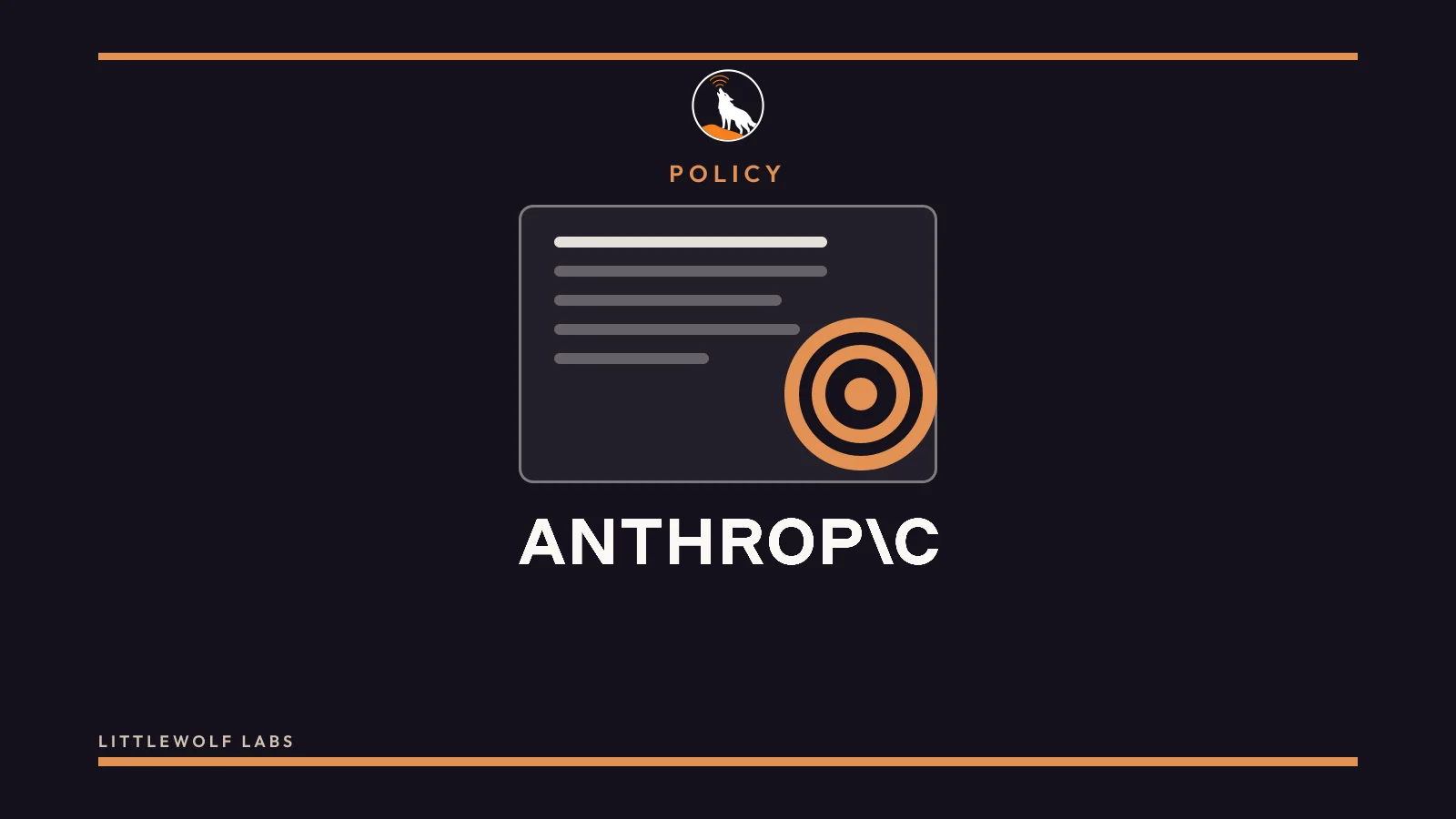 A navy policy scene with the Anthropic wordmark and the label Policy.