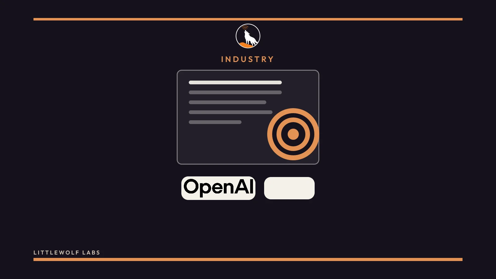 A navy policy scene with the OpenAI wordmark and the xAI wordmark, and the label Industry.