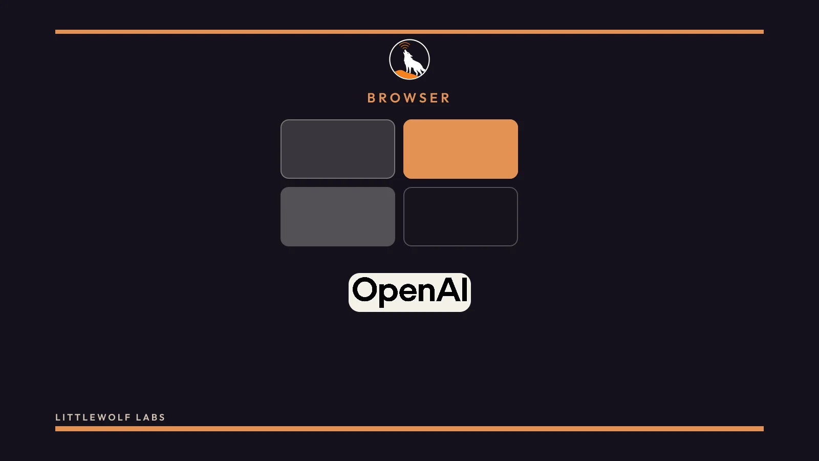 A navy build scene with the OpenAI wordmark and the label Browser.
