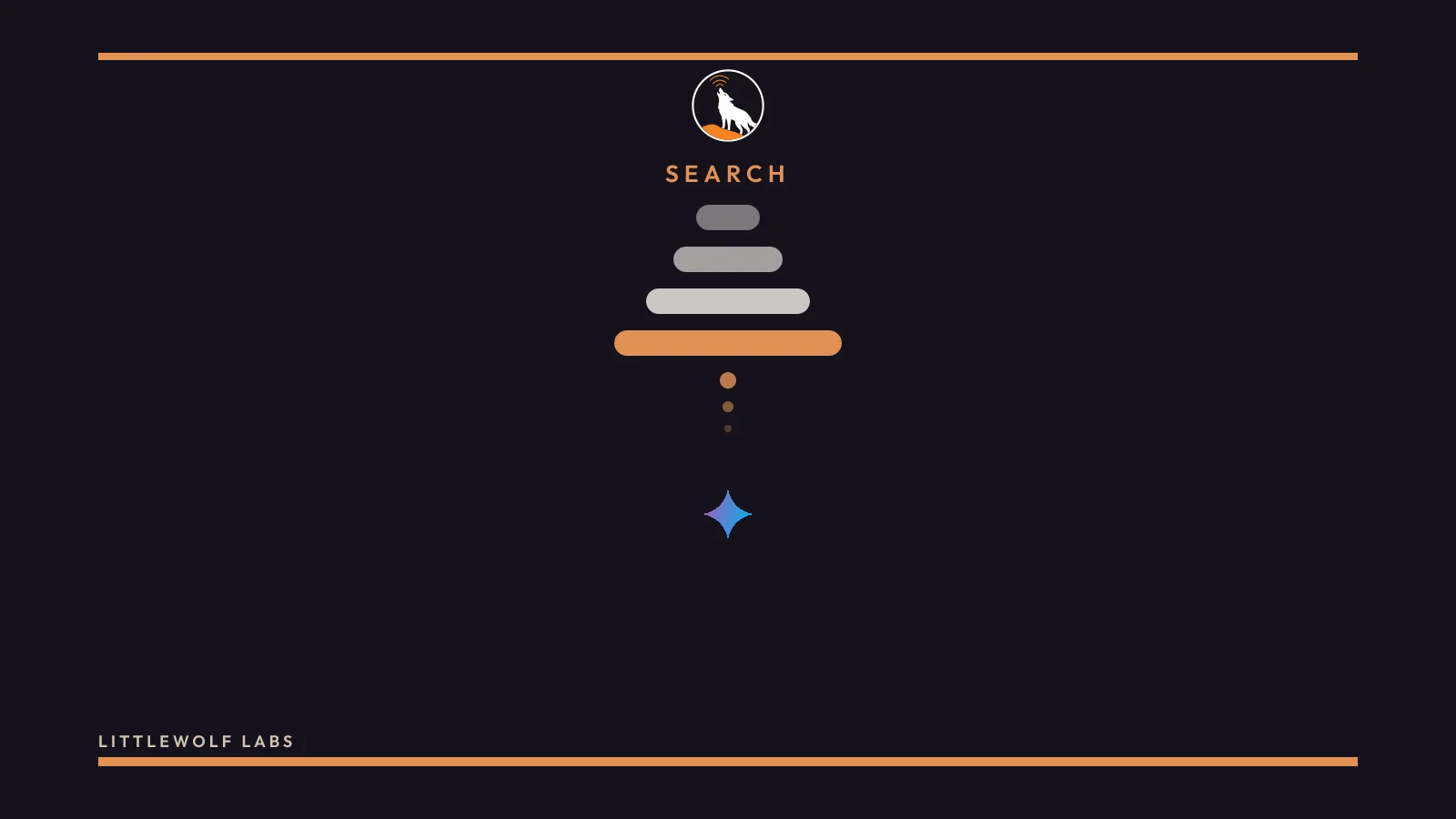 A navy launch scene with the Gemini wordmark and the label Search.