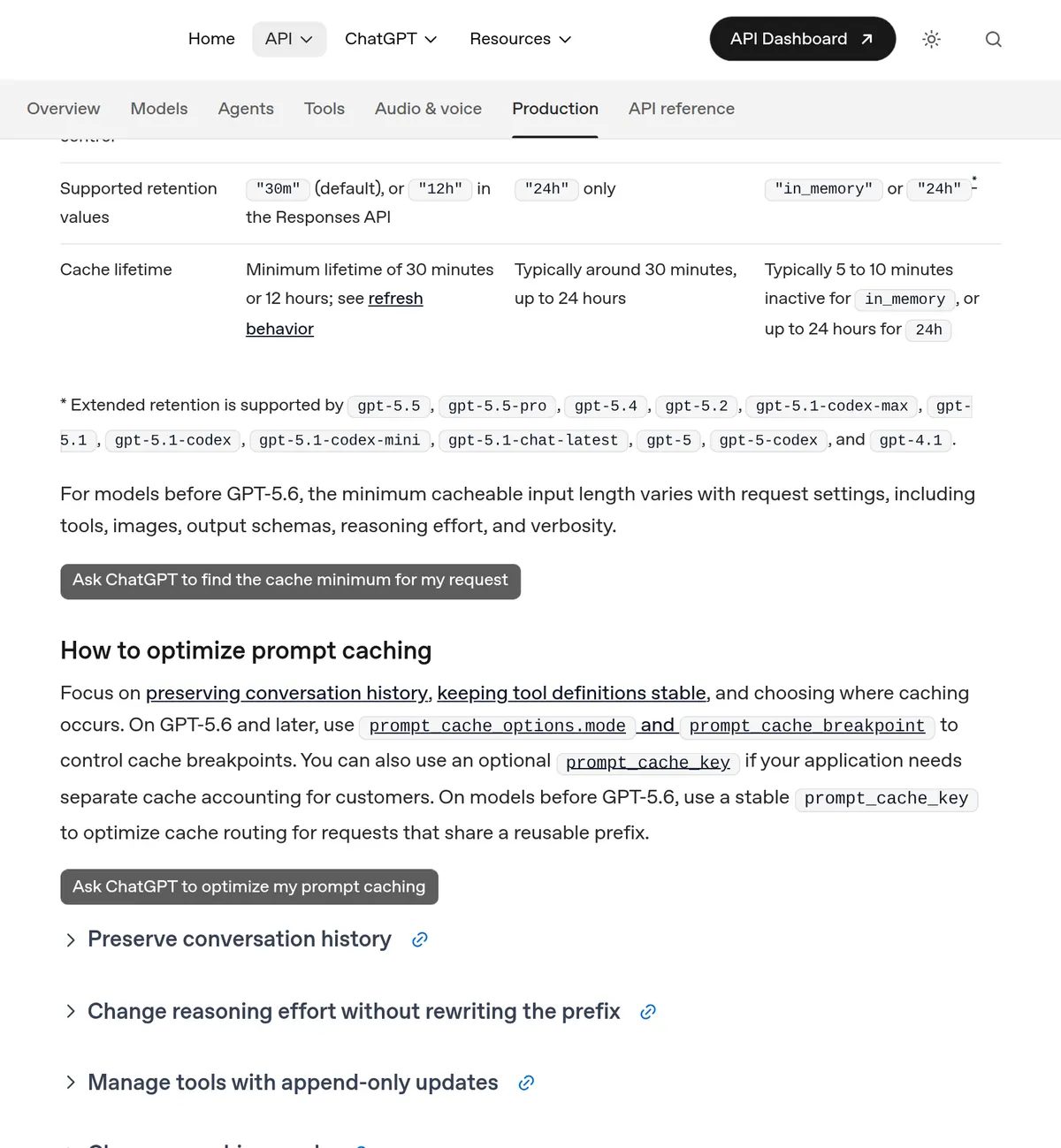 OpenAI prompt caching guide: cache writes cost 1.25× for the 30-minute lifetime and 2.5× for 12 hours, and reads cost 0.1×, or 0.05× on GPT-6.1 Sol.
