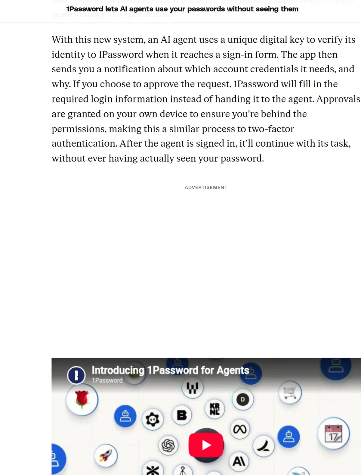 The Verge, October 22, 2026: an agent uses a unique digital key, approval on your own device is compared to two-factor authentication, and chief product officer Aashish Tripathi says handing over a credential doesn't work.