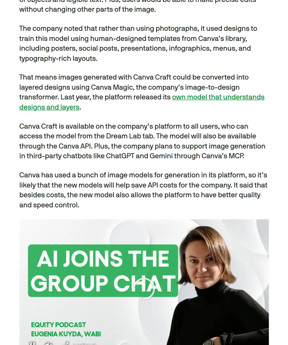 TechCrunch, October 22, 2026: Canva trained Craft on human-designed templates from its library, including posters, social posts, presentations, infographics and menus.