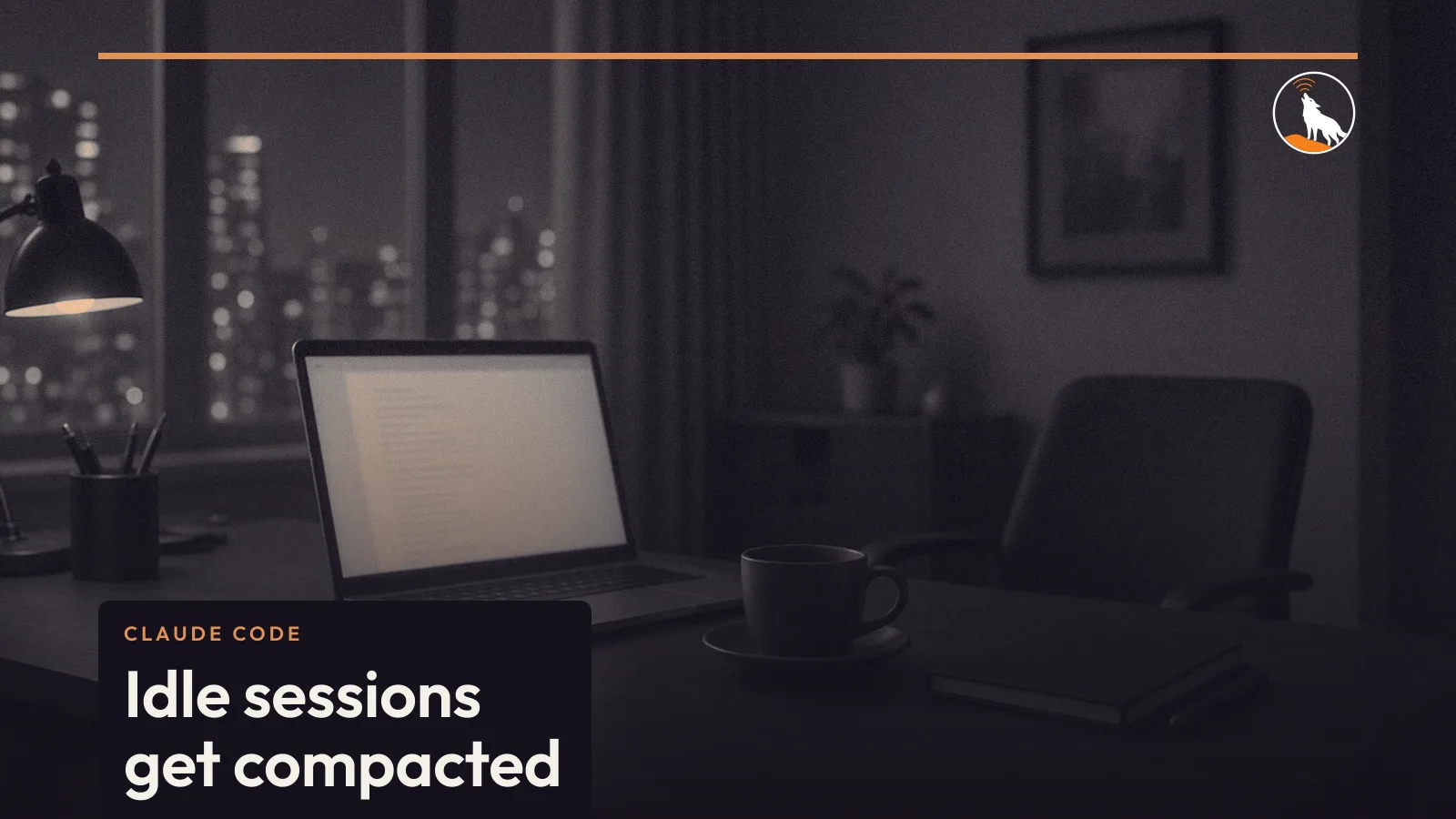 A generated night desk, graded navy and orange, with the idle-session title.