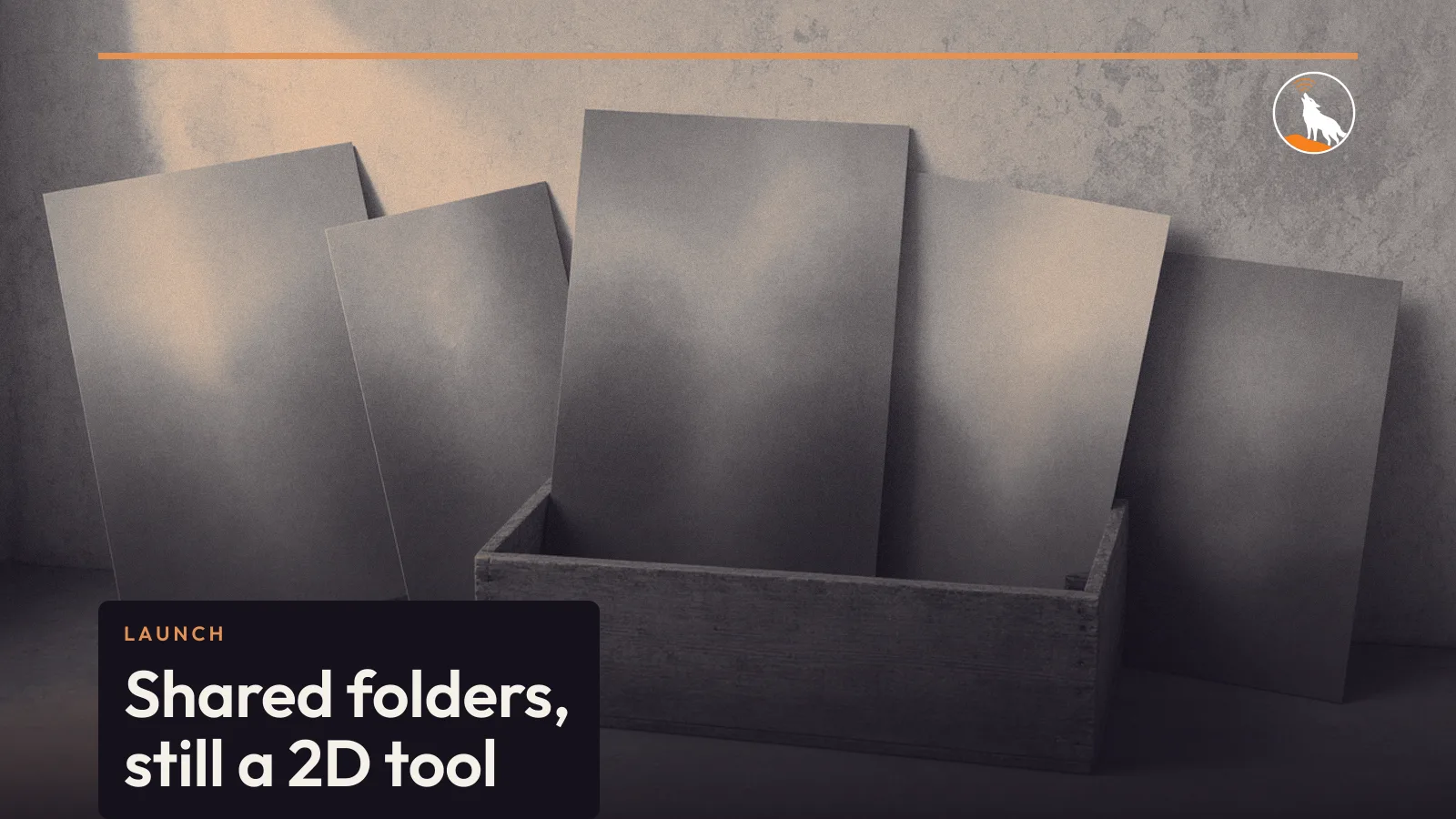 Generated blank prints in a crate, graded navy and orange, with the shared-folders title.