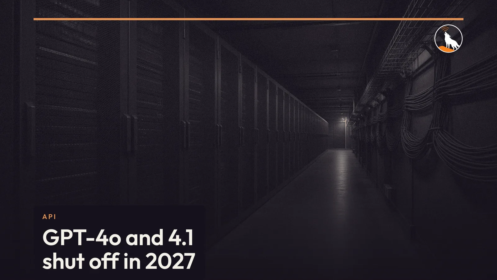 A generated server aisle, graded navy and orange, with the API shutdown title.
