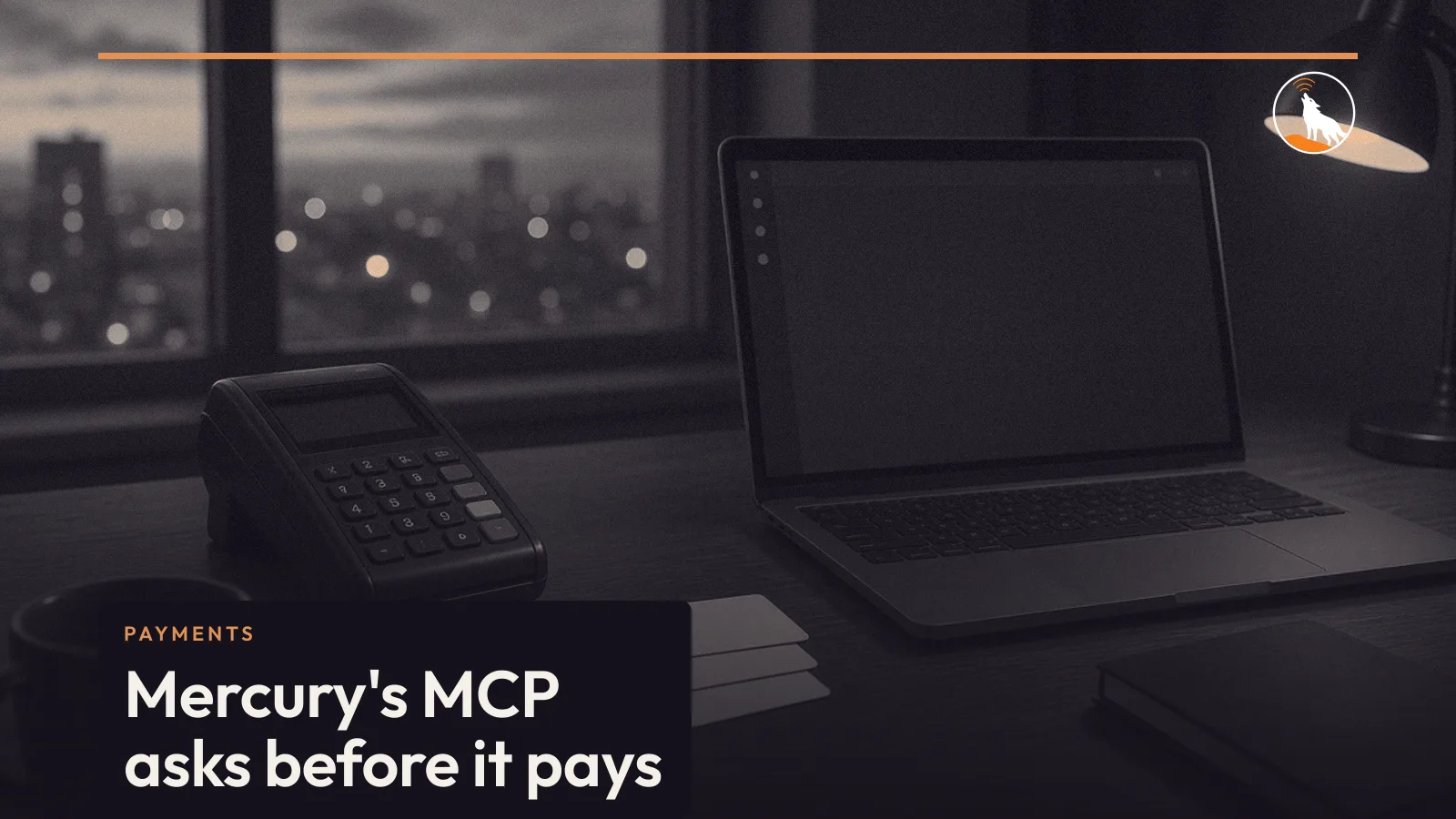 A generated payment desk, graded navy and orange, with the Mercury MCP title.