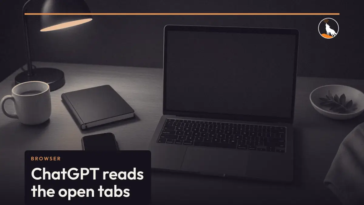 A generated desk with empty browser windows, graded navy and orange, with the ChatGPT tabs title.