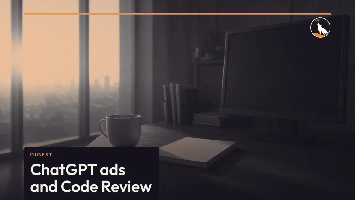 A generated morning briefing scene, graded navy and orange, with the digest title. Not a photograph.