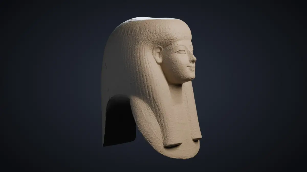 3D render of a photogrammetry scan of the ancient Egyptian Mask of Thuya