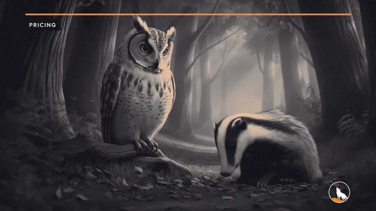 A frame from Google DeepMind's Veo 3 demo video: an animated owl perched on a branch beside a badger in a moonlit forest.